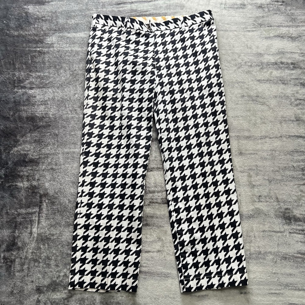 Loudmouth Golf Pants Mens 36x32 Black White Houndstooth Stretch Golf Chino Lycra